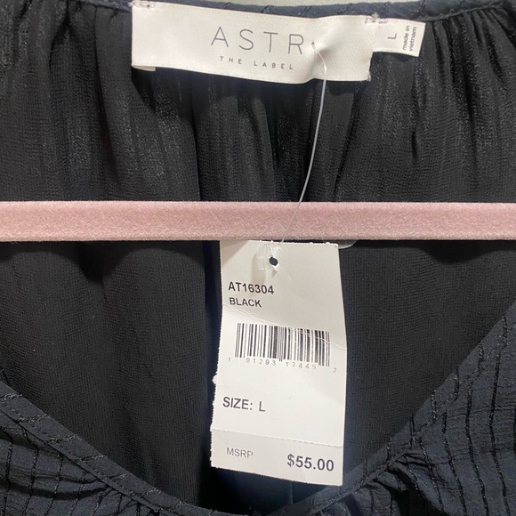 ASTR the Label ruched long sleeve top in black size L - Picture 5 of 8
